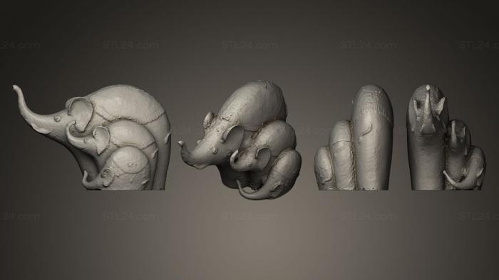 Статуэтки животных (Слоники, STKJ_0256) 3D модель для ЧПУ станка